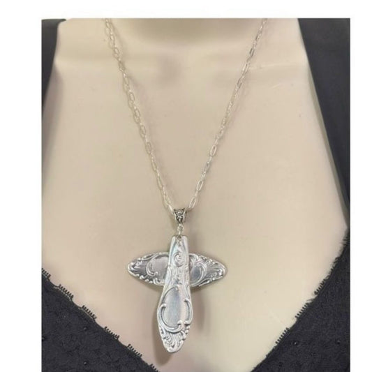 Silver Plated Cross made from Spoon Handles of an  Aldine 1825 Demitasse Spoon by G Rodgers