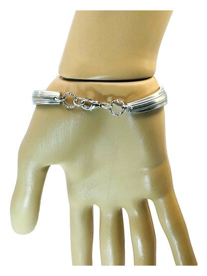Hand Crafted Silverware Bracelet Floral Design Artisan Crafted Cuff with Cowboy Boot Charm