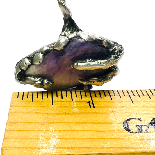 Amethyst Claw Cuff Bracelet Brutalist Silver Blend Metalwork