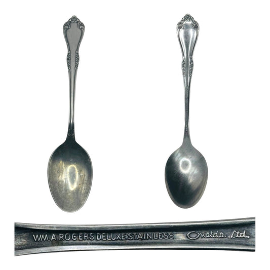 Handcrafted Spoon Earrings Wm A Rogers Deluxe Stainless Oneida 925 Silver Hooks