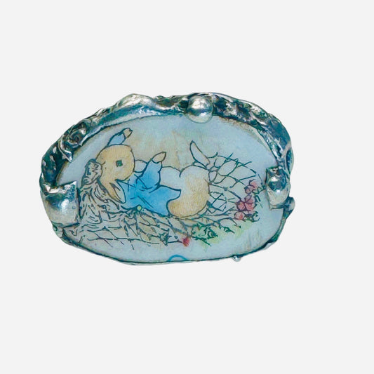 Peter Rabbit Wedgwood Broken China & Silverware Ring Size 6.25