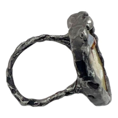 Yellow Rose Broken China Ring Artisan Crafted & Swarovski Crystals Size 7