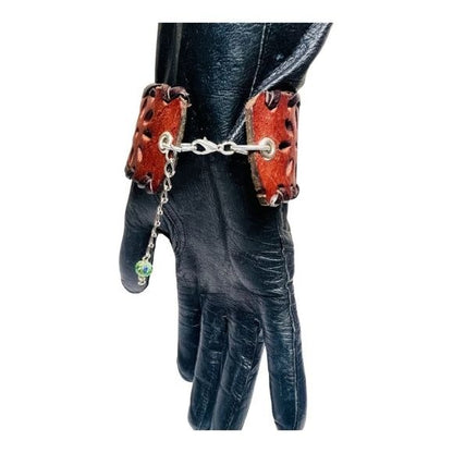 San Antonio Broken China Cuff Bracelet with Vintage Artisan Leather