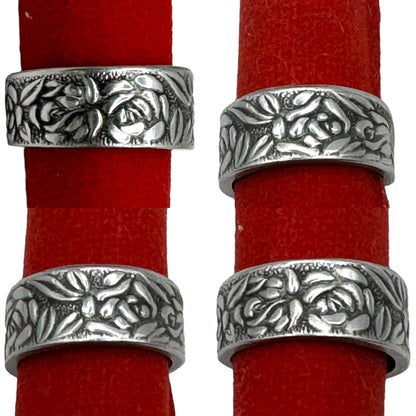 Stainless Steel Vintage Spoon Ring with Rose Pattern Size 7