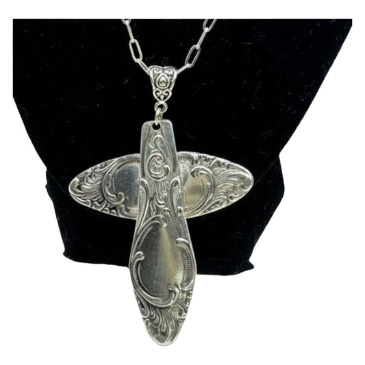 Silver Plated Cross made from Spoon Handles of an  Aldine 1825 Demitasse Spoon by G Rodgers
