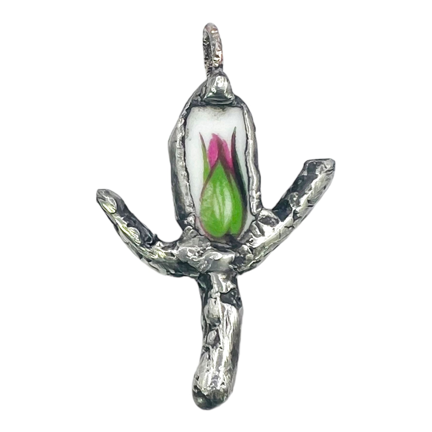 Royal Albert Old Country Rose Pendant W/ Silver Blend Bezel