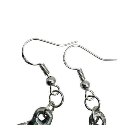 Mixed Metal Sugar Skull Earrings 925 Silver Hooks & Artisan Silver Blend