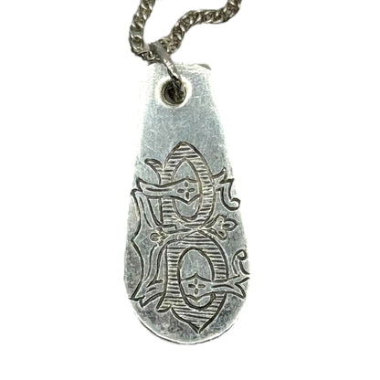 Vintage Silver Spoon Monogrammed Letter B Pendant Necklace