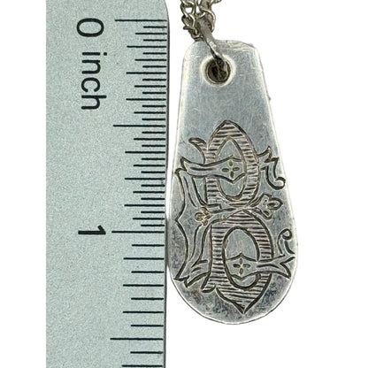 Vintage Silver Spoon Monogrammed Letter B Pendant Necklace