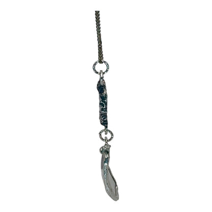 Broken China & Sea Glass Violets Pendant Caged with Silver-Blend