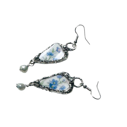 Royal Albert '76 Memory Lane Earrings W/ Silver Blend Bezel & Freshwater Pearls