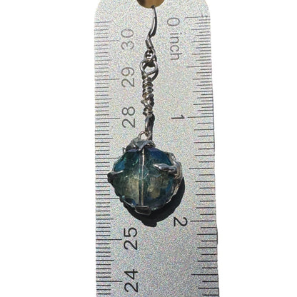 Artisan Crafted Aurora Borealis Crystal Dangle Earrings With Silver Blend Metalwork