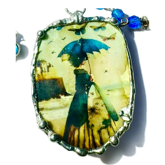Victorian-Inspired Reversible Pendant w/ Rustic Bezel & VNTG Necklace Components
