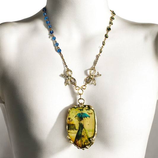 Victorian-Inspired Reversible Pendant w/ Rustic Bezel & VNTG Necklace Components