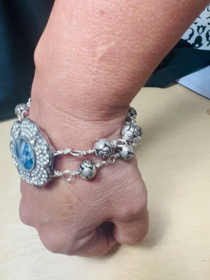 Upcycled Vintage  Watch w/ Broken China Mother & Son Blue Willow Bracelet