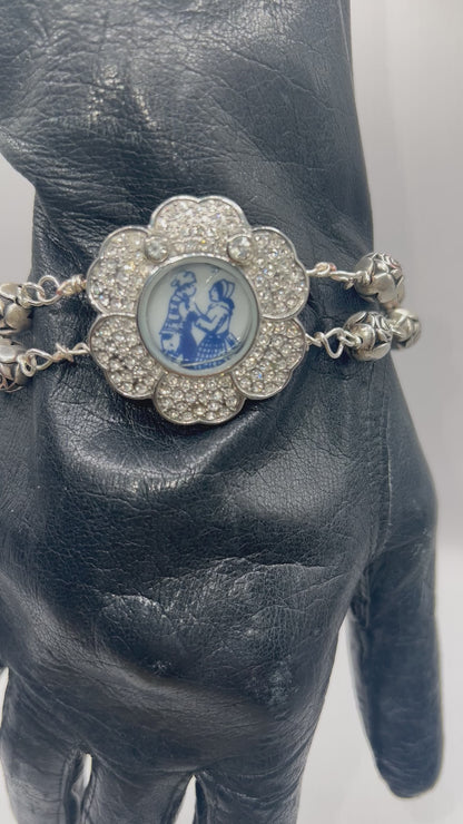 Upcycled Vintage  Watch w/ Broken China Mother & Son Blue Willow Bracelet